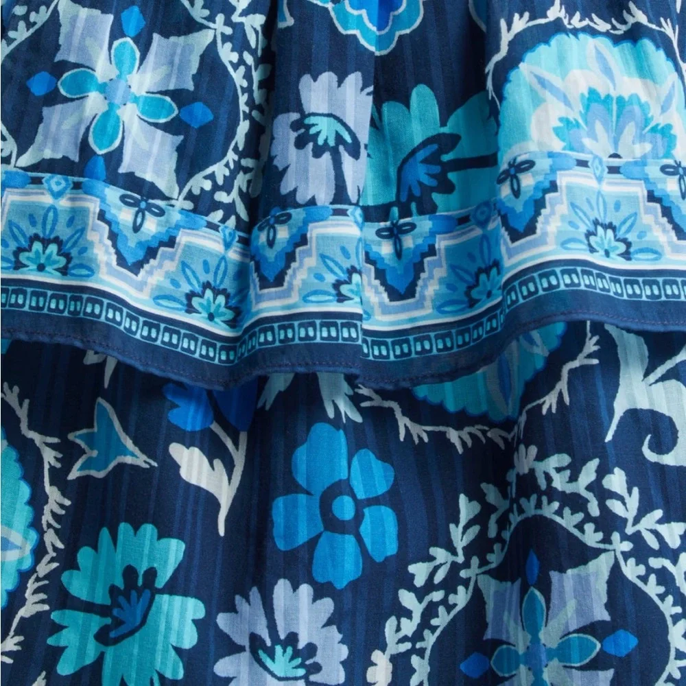 NWT RAMY BROOK Alicia Mixed Print Cotton Blend Mini Dress Blue Small - Picture 5 of 13